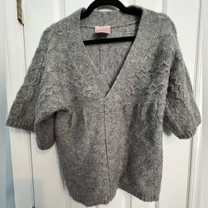 Gray Knit Kimono Sleeve Sweater
